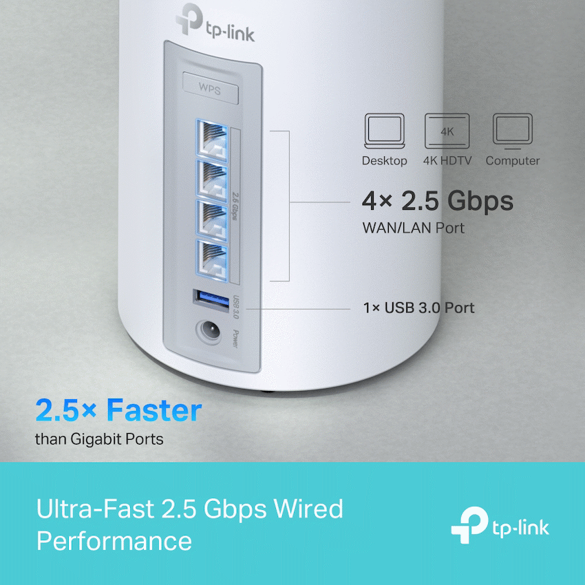 TP-Link Deco BE85 (2-Pack) BE19000 Tri-Band Whole Home Mesh Wi-Fi 7 System