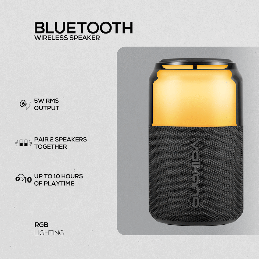Volkano Neptune Bluetooth Wireless Speaker - Black