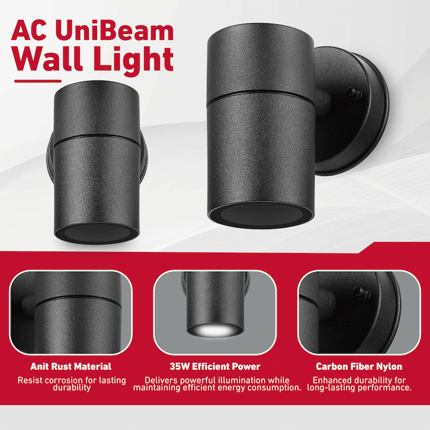 Ellies Ash Series AC UniBeam wall light - Nylon Carbon Fiber - GU10 Base - BK