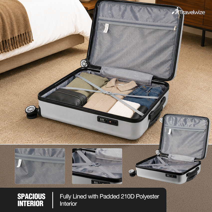 Travelwize Maple ABS 65cm 4-Wheel Spinner Luggage - Silver