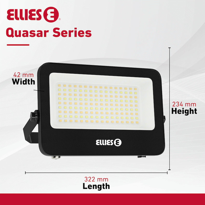 Ellies Quasar Series 150W AC Flood Light  with 3CCT -BK
