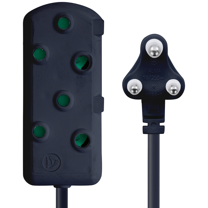 Switched Heavy Duty Side by Side (SBS) Extension Leads 5m - BK