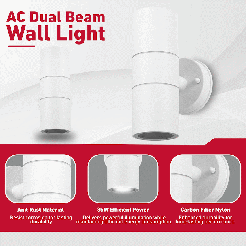 Ellies Ash Series AC dual beam wall light - Nylon Carbon Fiber - GU10 Base - WT