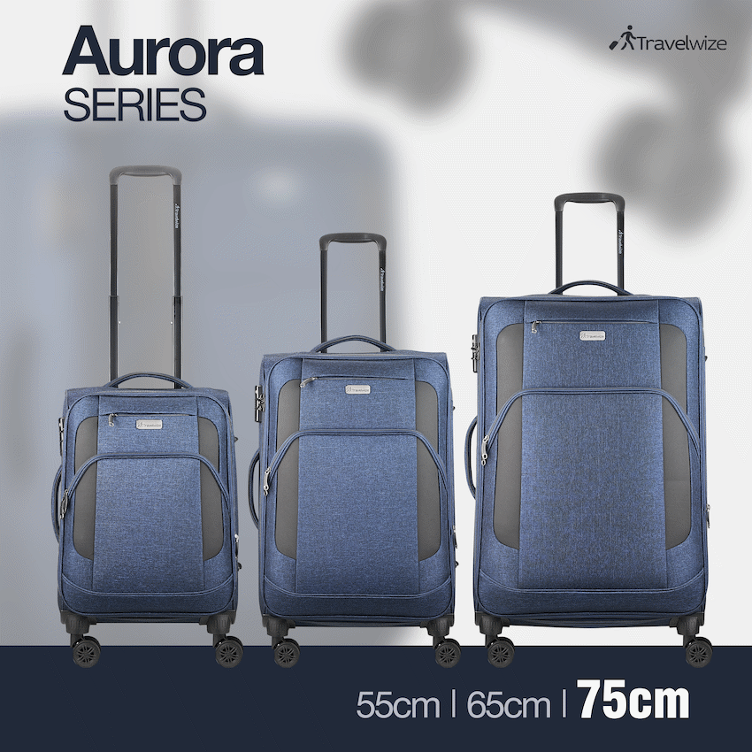Travelwize Aurora 75cm 4-Wheel Spinner Trolley Case - Navy Melange