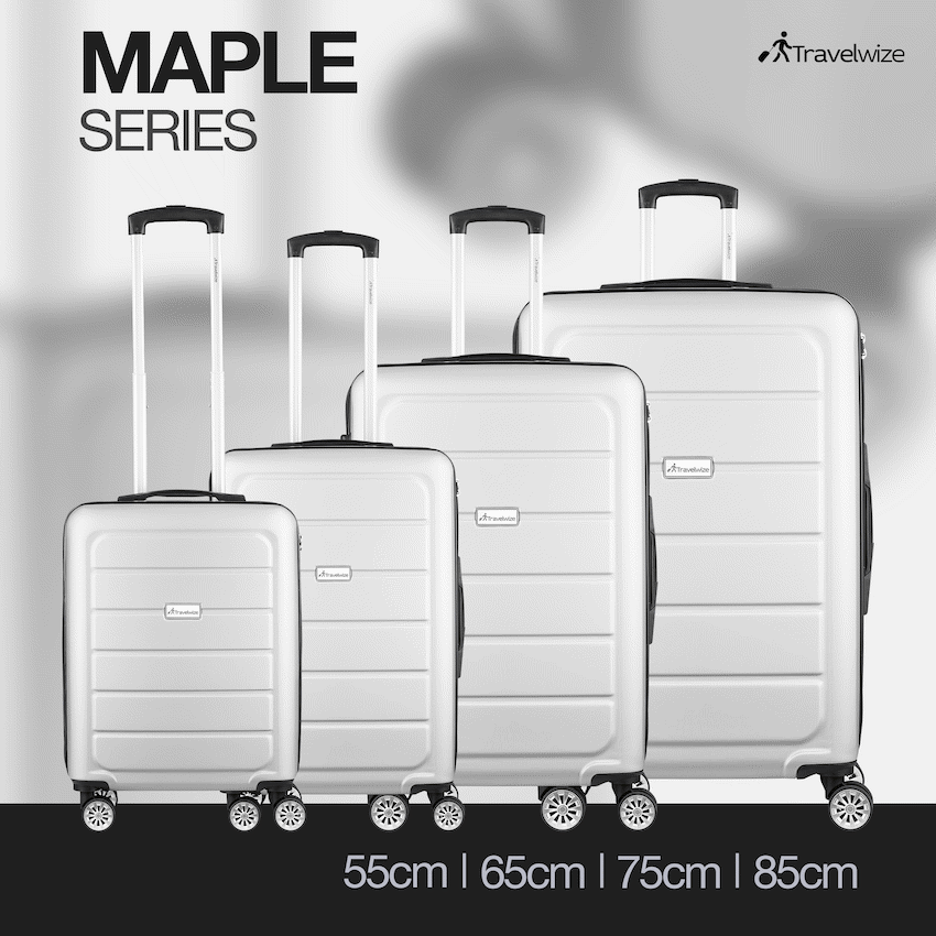 Travelwize Maple ABS 4-Wheels Spinner 4Pc Luggage Set Silver