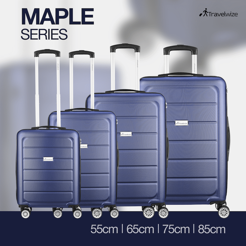 Travelwize Maple ABS 4-Wheels Spinner 4Pc Luggage Set Navy