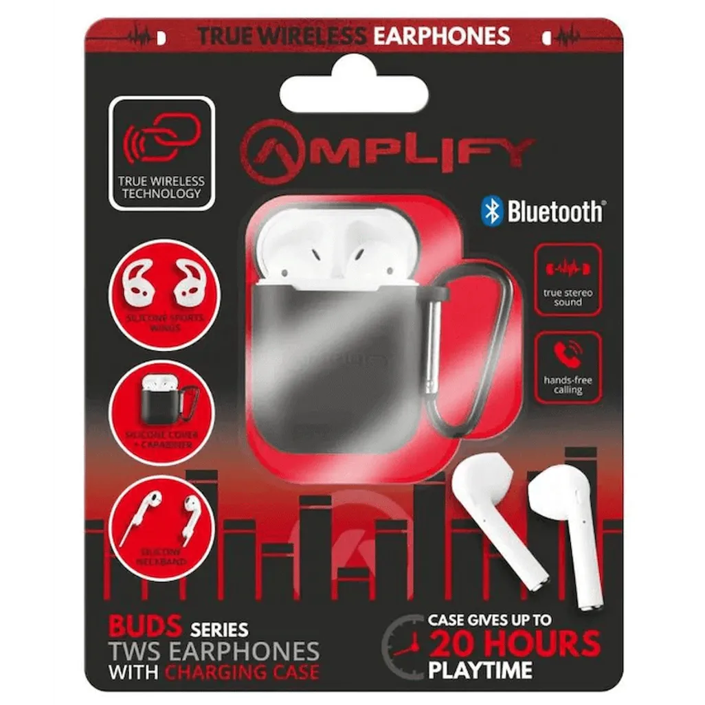 Amplify Buds Series True Wireless Earphones with Silicone Accessories - Black