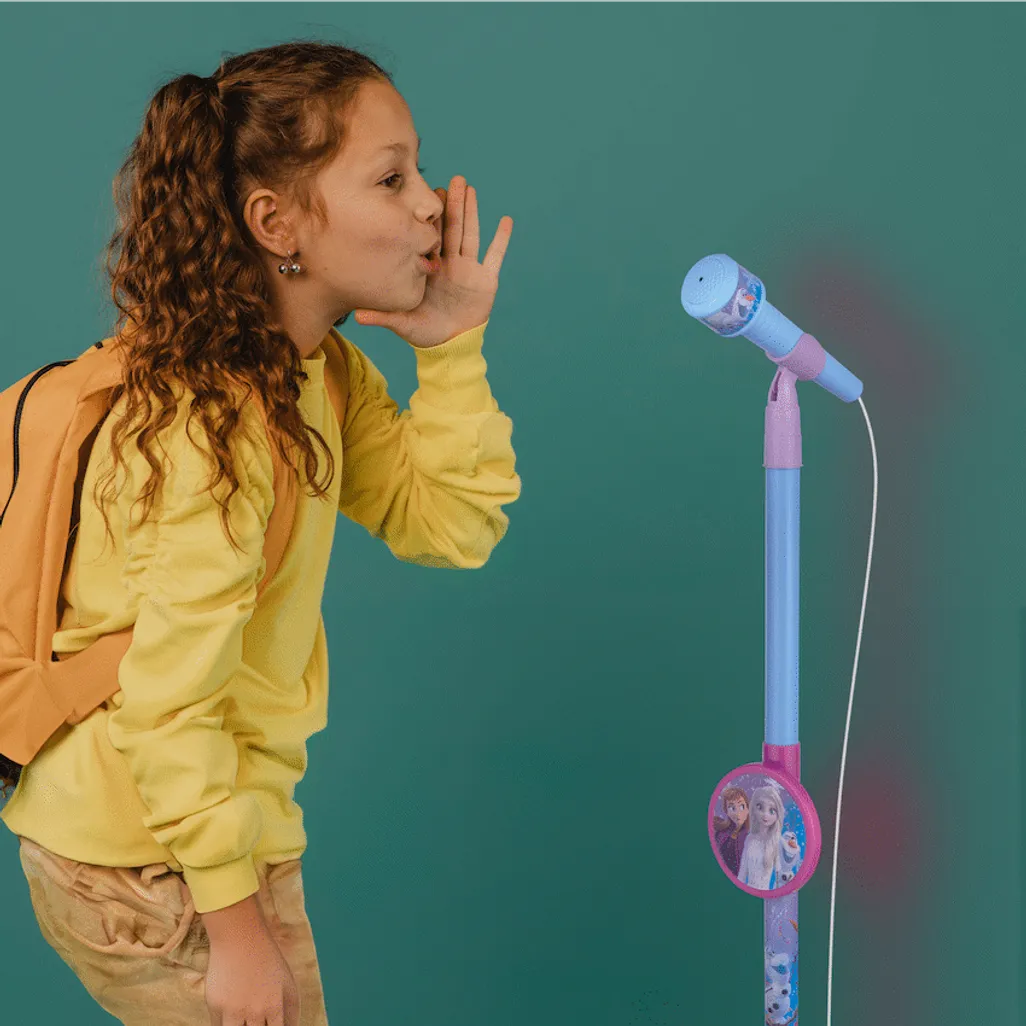 Disney Frozen Auxiliary Star Karaoke Microphone Stand with Colourful Lights