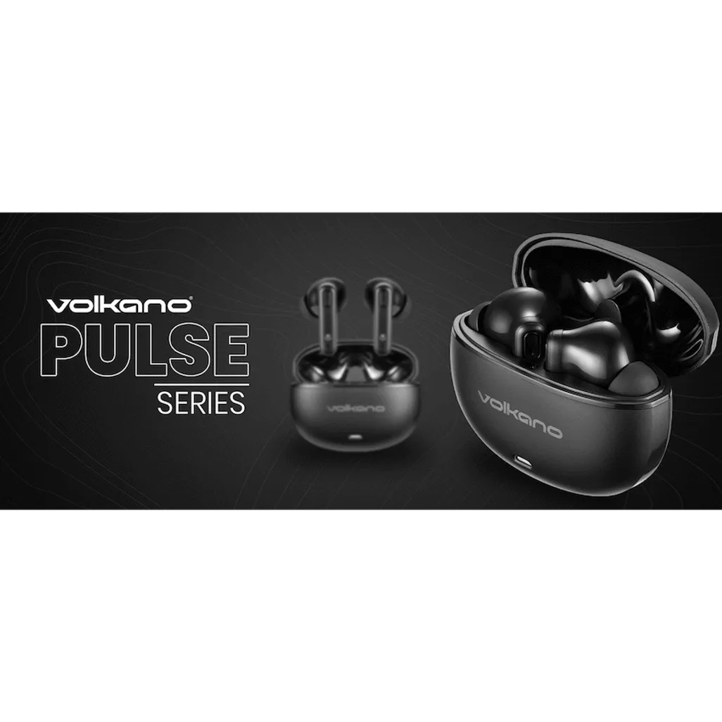 Volkano Pulse Series True Wireless Earphones with Charging Case - Black