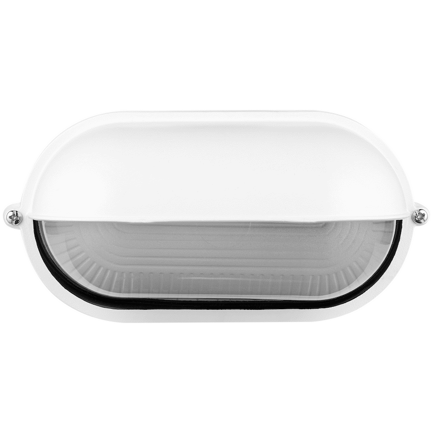 Ellies Arc Series - AC Oval Bulkhead - Aluminium  + Glass - E27 Base -WT