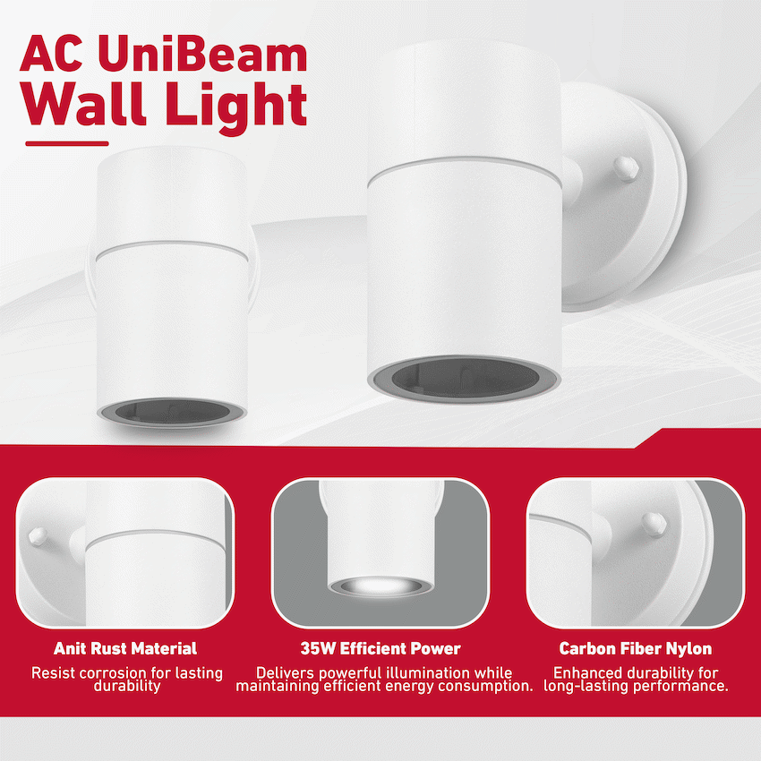 Ellies Ash Series AC UniBeam wall light - Nylon Carbon Fiber - GU10 Fitting - WT
