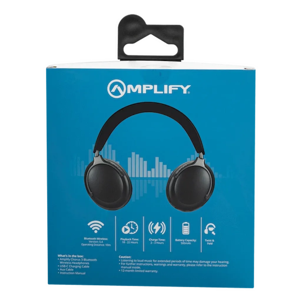 Amplify Chorus 3 Bluetooth Wireless Headphones - Black