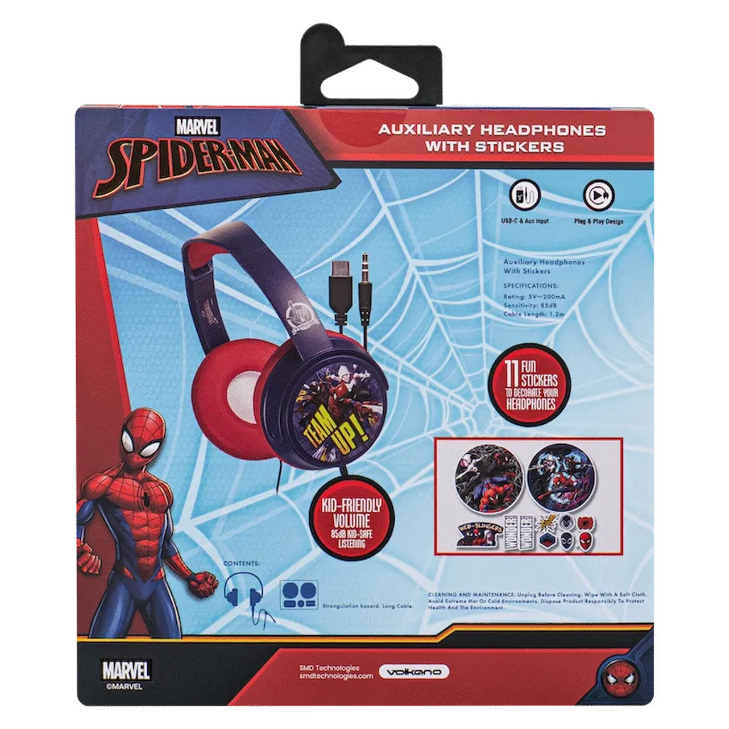 Marvel Spider-Man Wired Headphones with Stickers