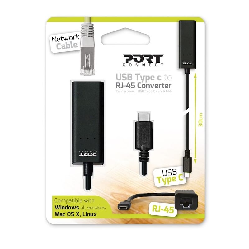 Port USB-C to RJ45 Port Adapter