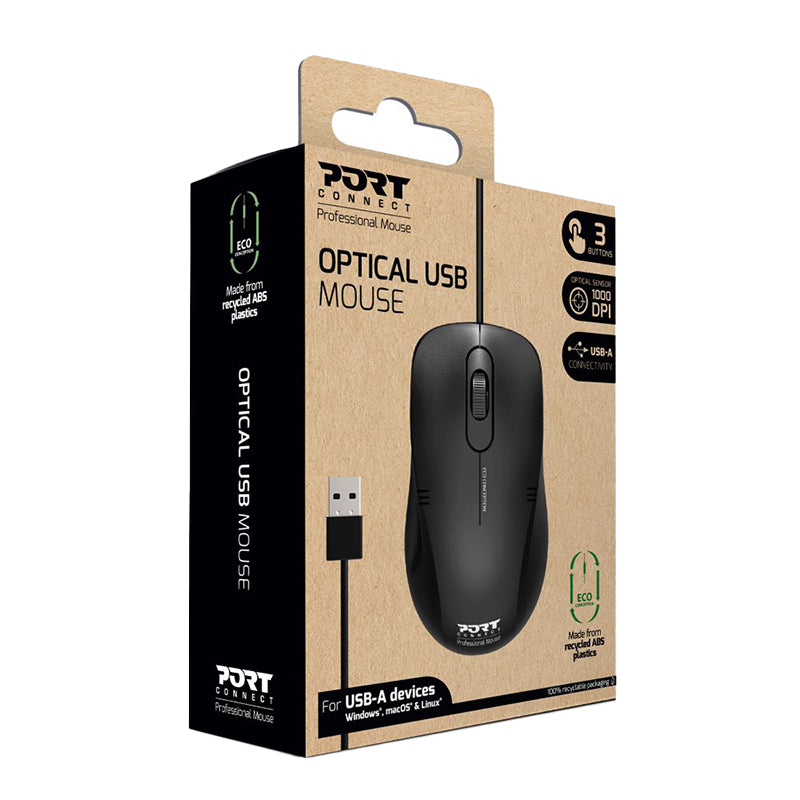 Port Professional Wired Black Mouse