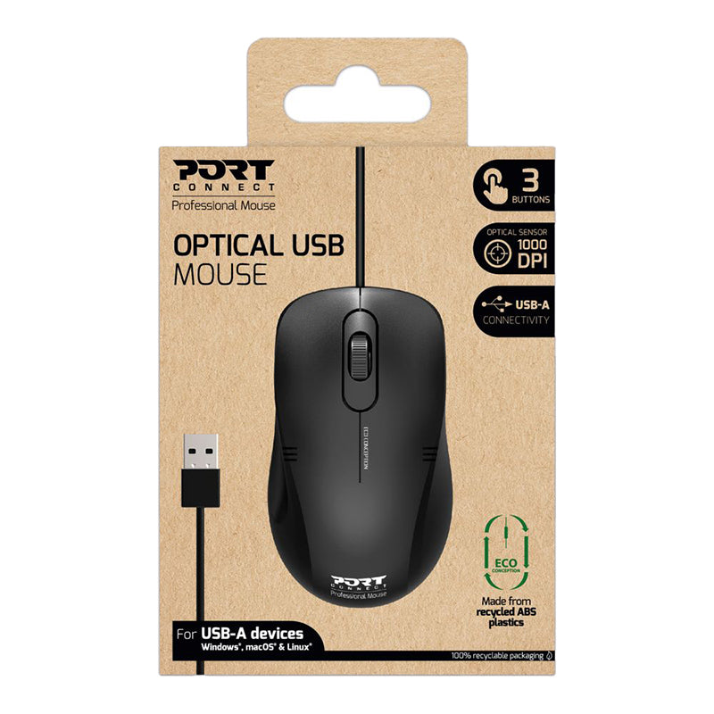Port Professional Wired Black Mouse