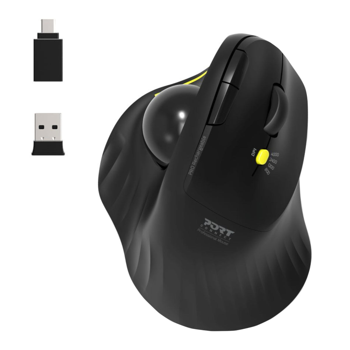 Port Connect Bluetooth + Wireless Rechargeable Ergonomic Trackball Mouse