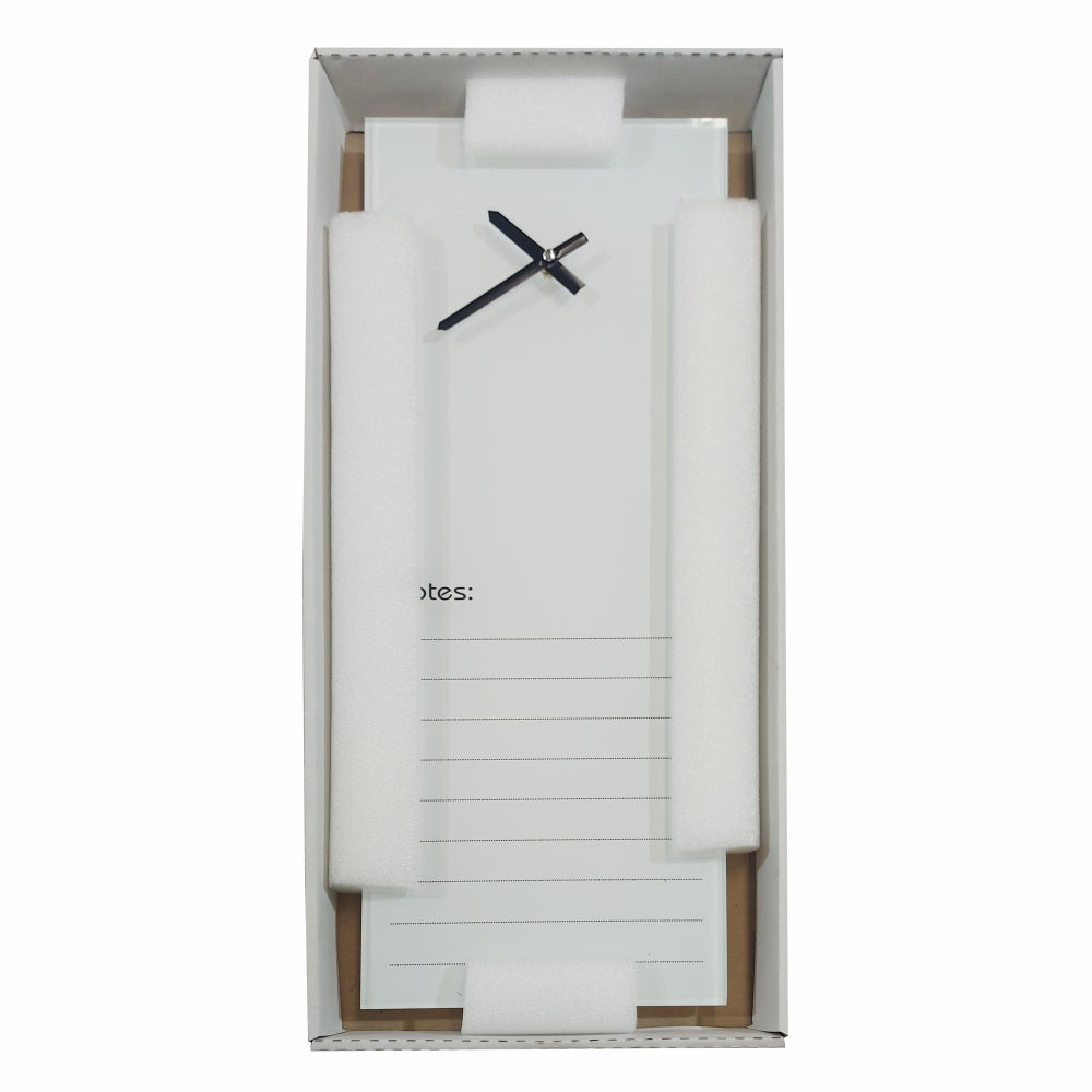Glass Clock With Notes (200 x 580mm - White)