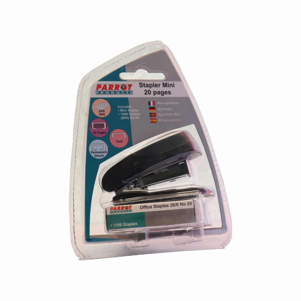Plastic Mini Stapler (Black) and Staples (1000*26/6)