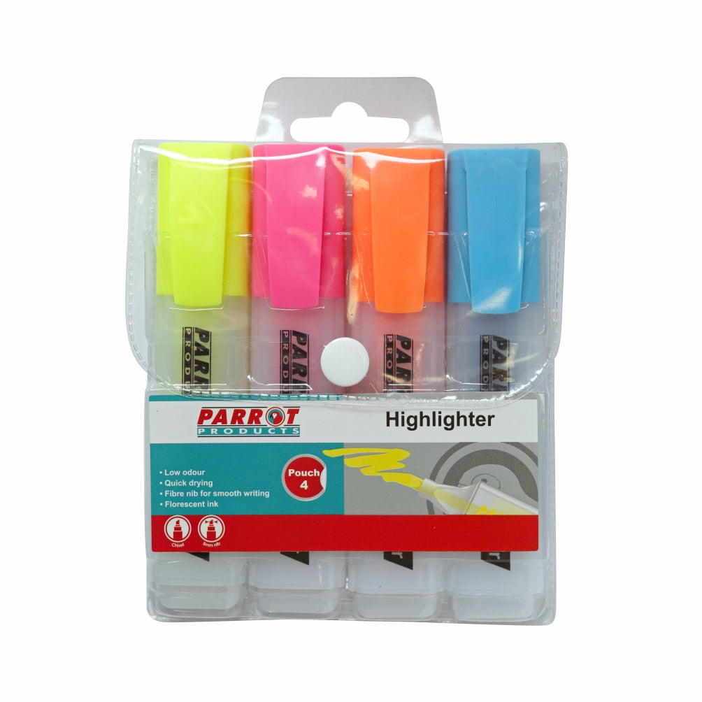 Highlighter Marker Pouch 4 (Yellow - Pink - Blue - Orange)