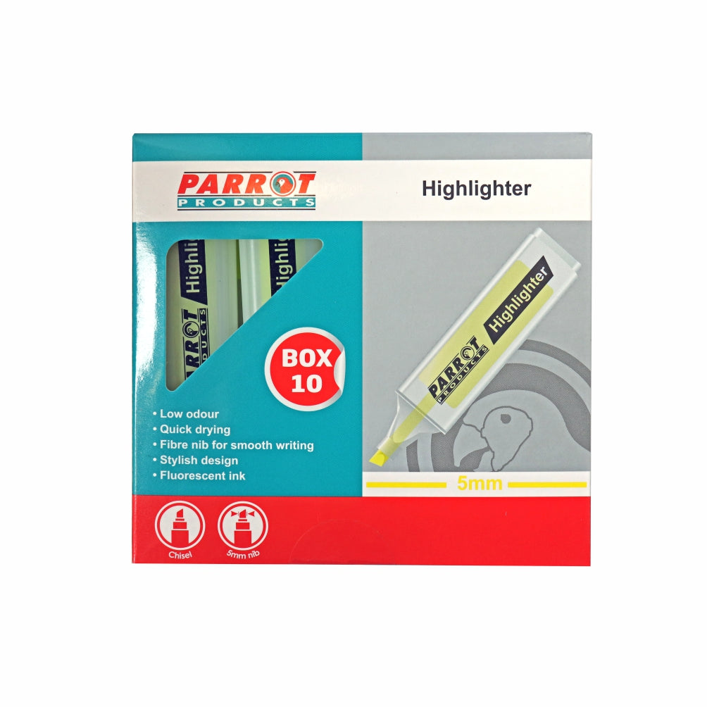 Highlighter Marker Box (10 Markers - Yellow)