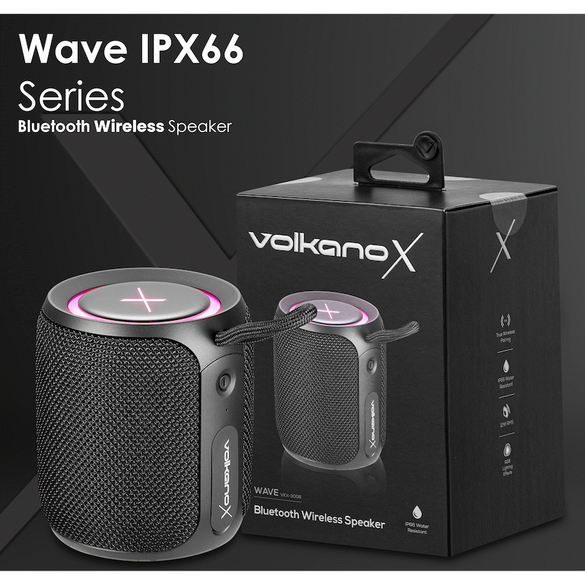Volkano X Wave IPX66 Bluetooth Speaker - Black