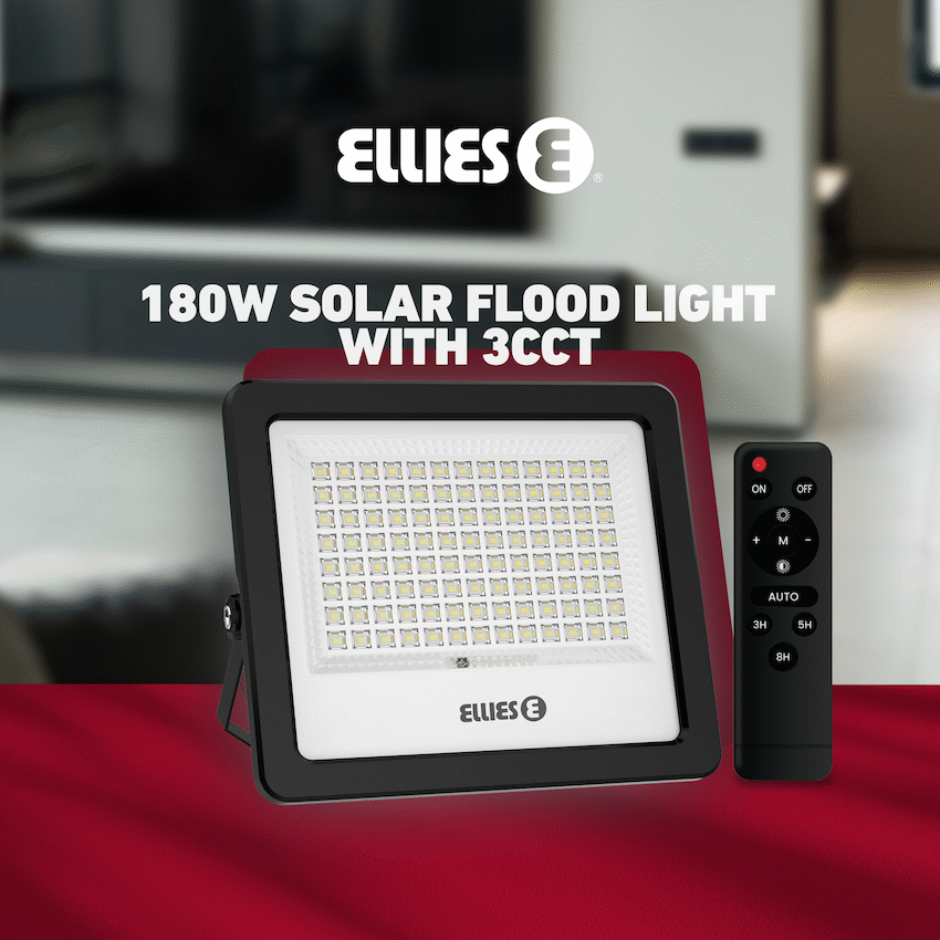 Ellies Nebula Series 180W Solar Flood Light  with 3CCT -BK