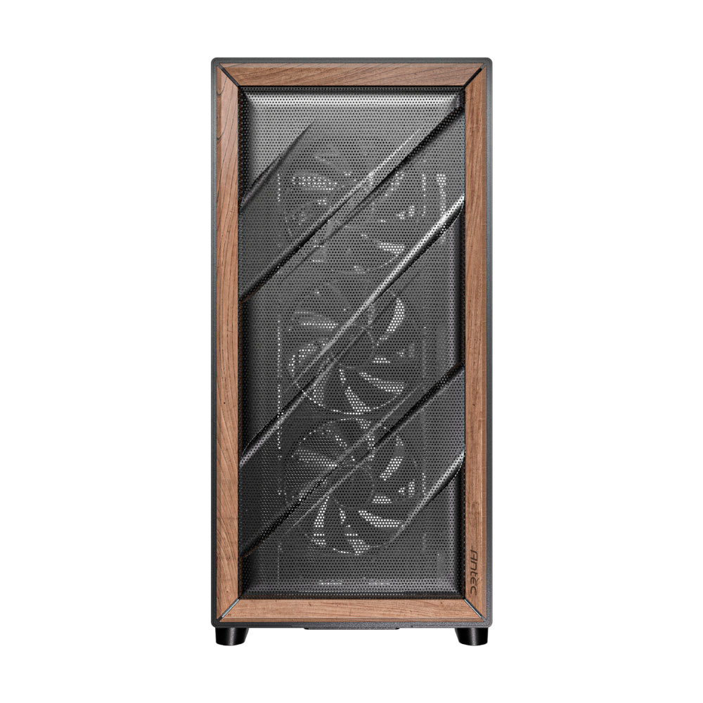 Antec FLUX ATX WOOD Mid Tower Gaming Chassis – Black