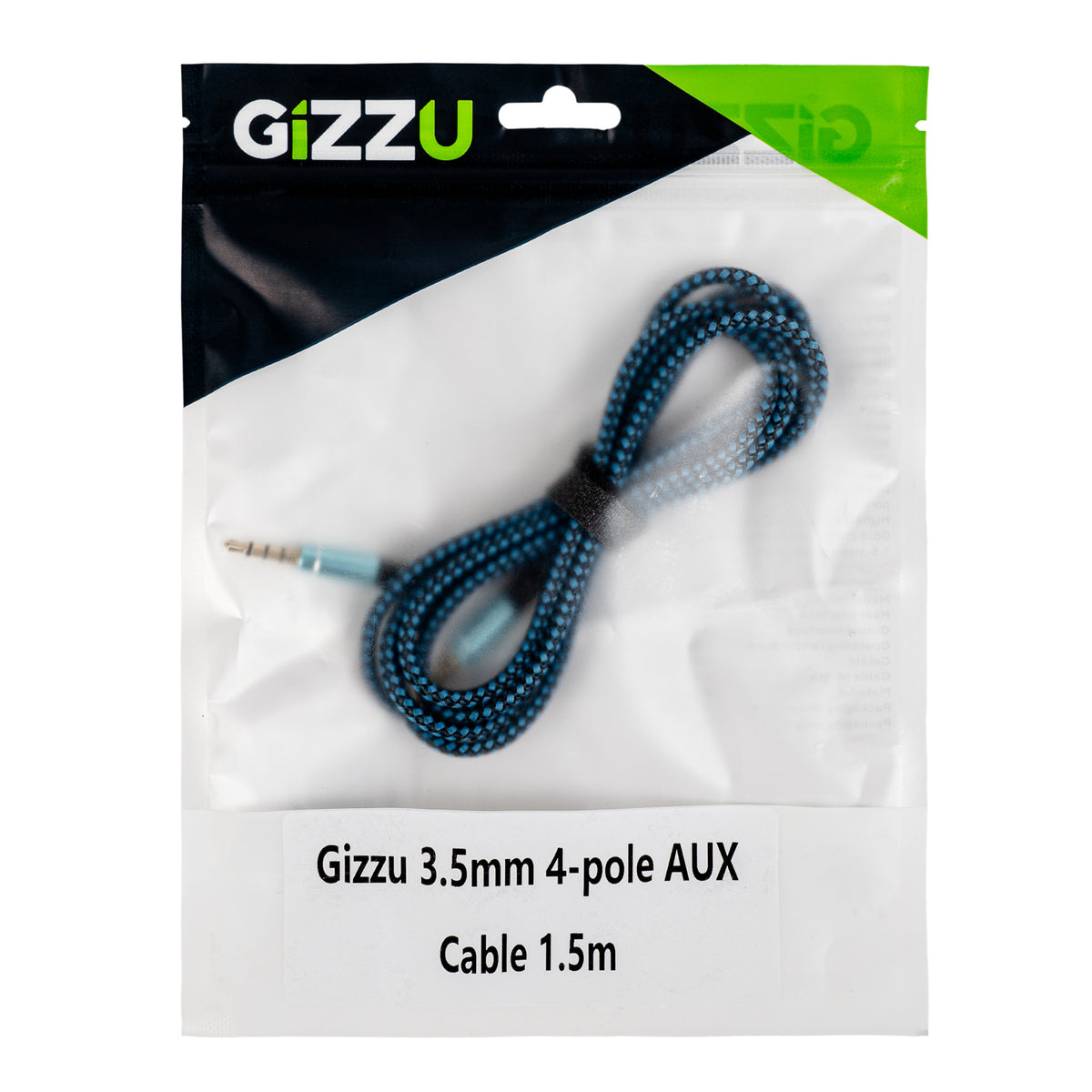Gizzu 3.5mm AUX Cable 1.5m - Black/Blue