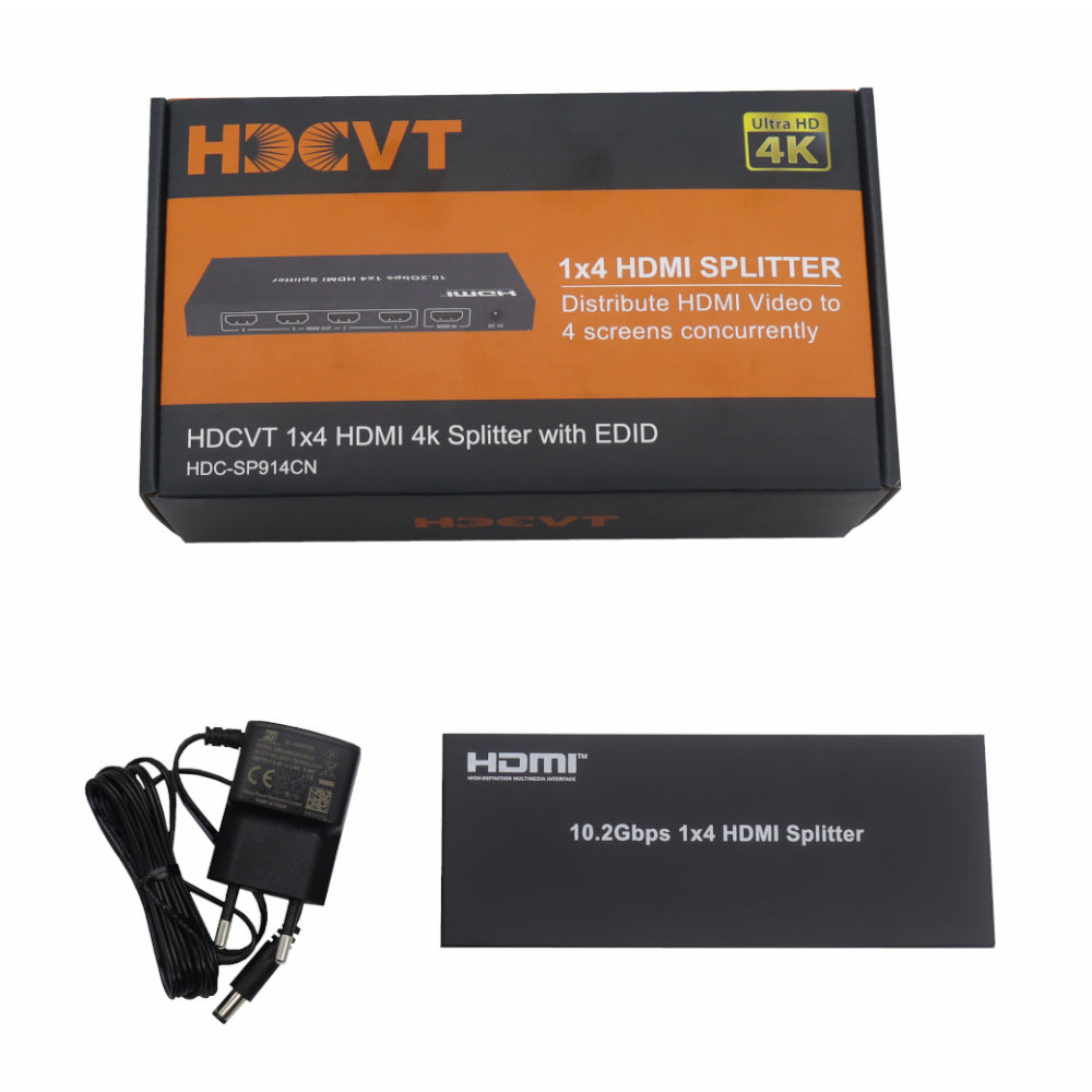 HDCVT 1x4 HDMI 1.4 Splitter 4K with EDID Management