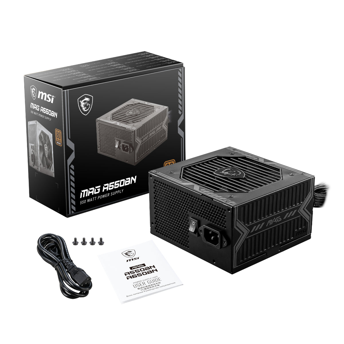 MSI MAG A550BN 550W 80 PLUS Bronze Non-modular ATX Power Supply