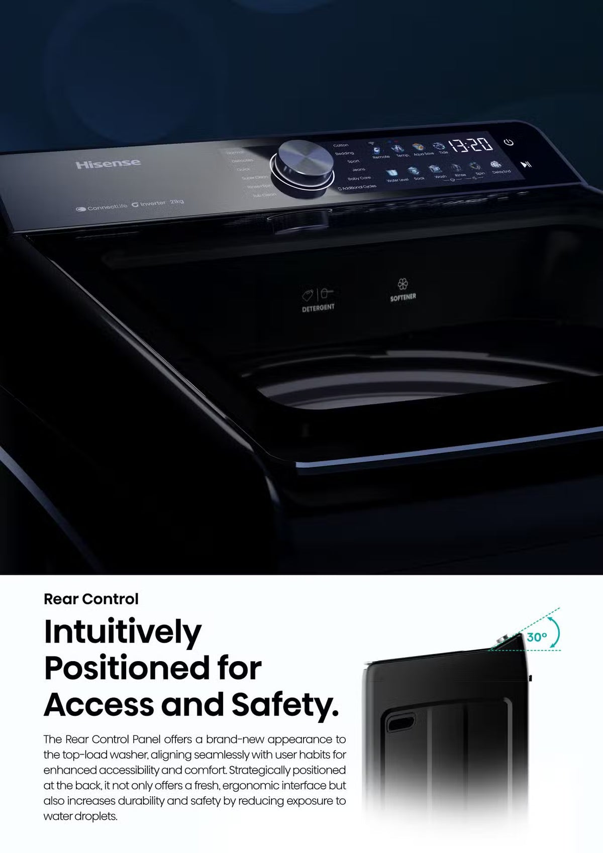 Hisense WT7I2225DB | WASH/M, 22KG BLK TOP/LOAD