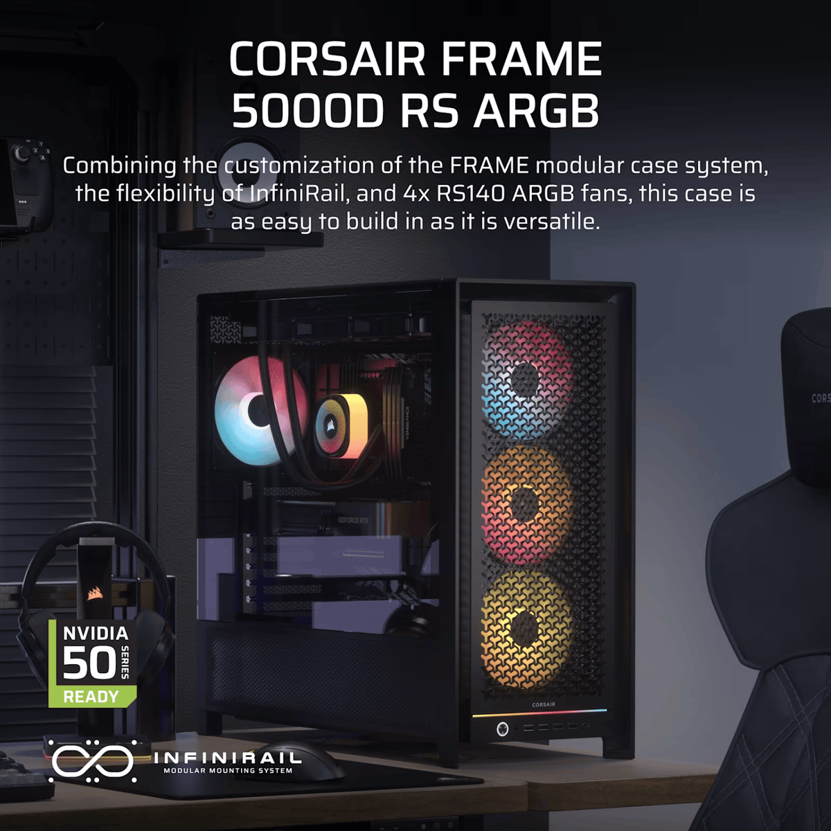 Corsair FRAME 5000D RS High-Airflow Mid-Tower PC Case - Black
