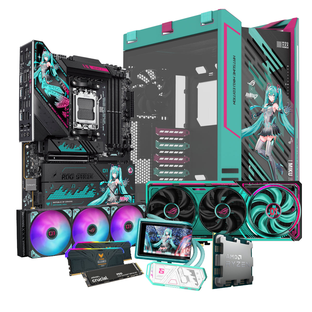PCBuilder Ryzen 7 9800X3D ASUS X MIKU Windows 11 Gaming PC