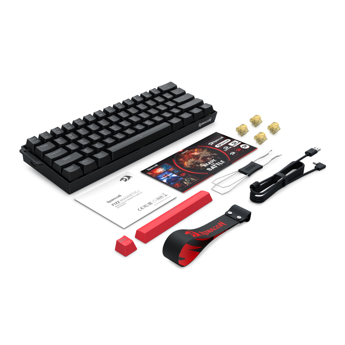 Redragon FIZZ Magnetic Plus 60% RGB Gaming Keyboard - Black